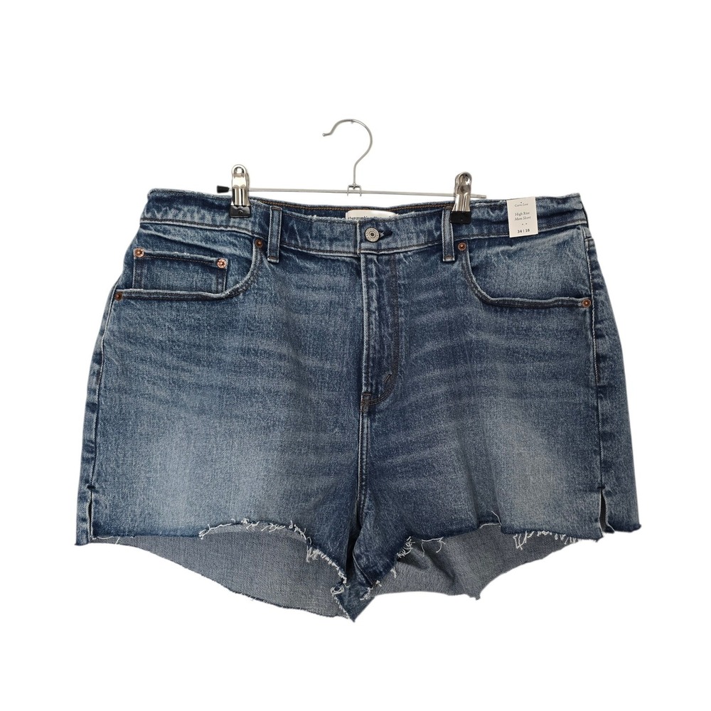 Abercrombie & Fitch Mom Shorts Women 18 Blue NEW High Rise Curve Love Heart